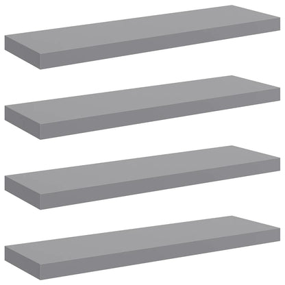 Floating Wall Shelves 4 pcs Grey 80x23.5x3.8 cm MDF