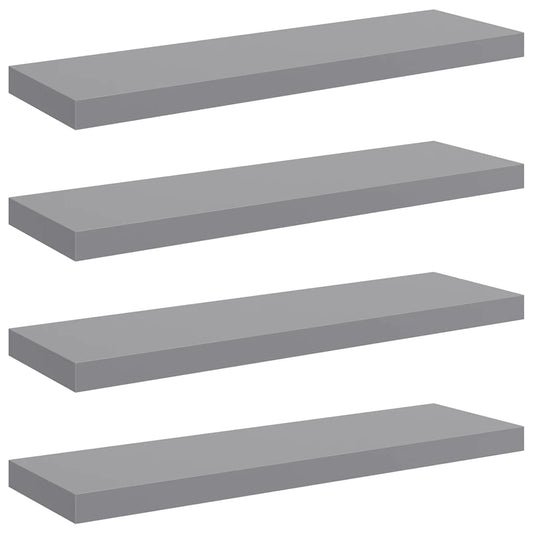 Floating Wall Shelves 4 pcs Grey 80x23.5x3.8 cm MDF
