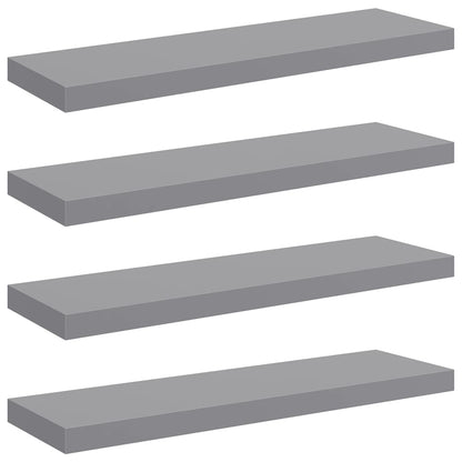 Floating Wall Shelves 4 pcs Grey 80x23.5x3.8 cm MDF