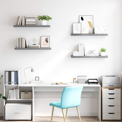 Floating Wall Shelves 4 pcs Grey 80x23.5x3.8 cm MDF