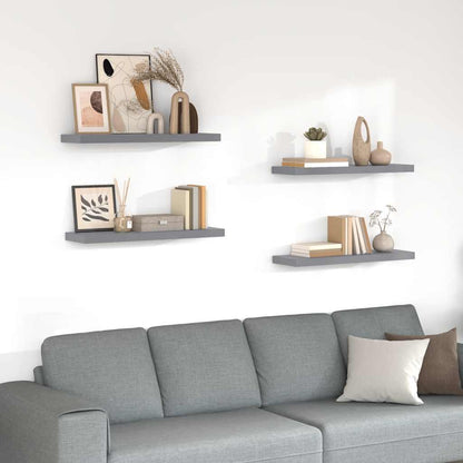Floating Wall Shelves 4 pcs Grey 80x23.5x3.8 cm MDF