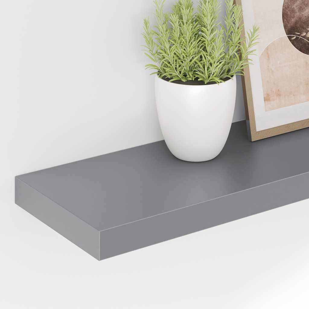 Floating Wall Shelves 2 pcs Grey 90x23.5x3.8 cm MDF