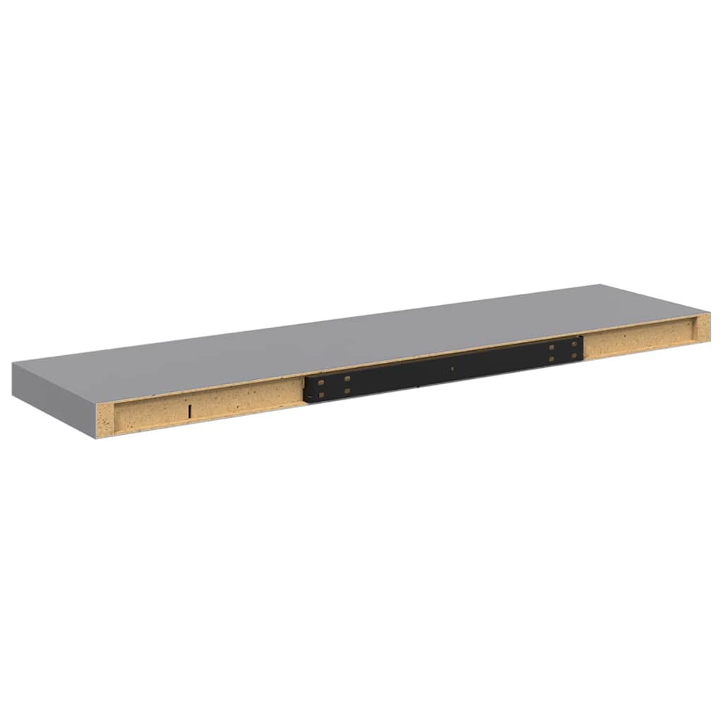 Floating Wall Shelves 2 pcs Grey 90x23.5x3.8 cm MDF