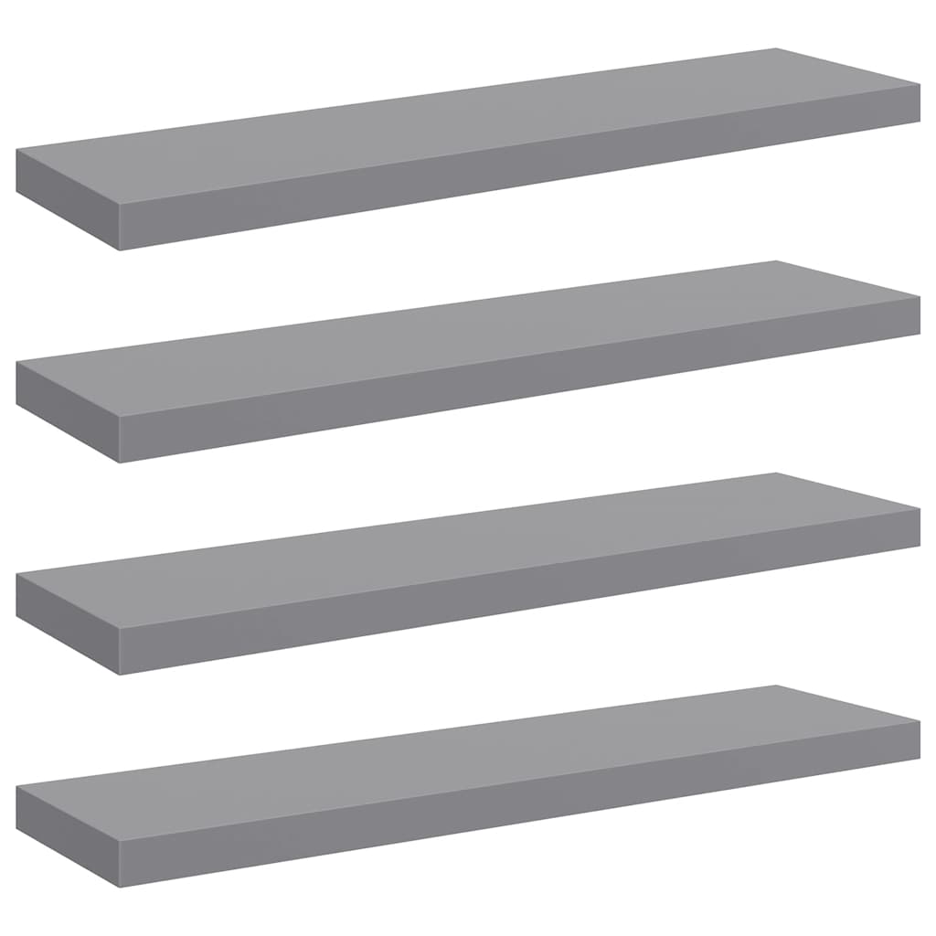 Floating Wall Shelves 4 pcs Grey 90x23.5x3.8 cm MDF
