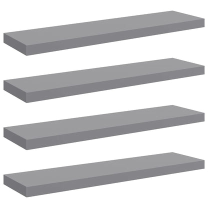 Floating Wall Shelves 4 pcs Grey 90x23.5x3.8 cm MDF