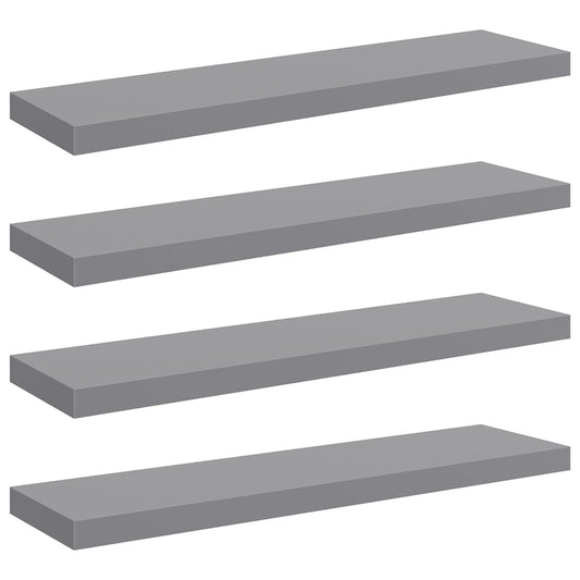 Floating Wall Shelves 4 pcs Grey 90x23.5x3.8 cm MDF