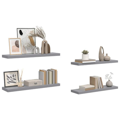Floating Wall Shelves 4 pcs Grey 90x23.5x3.8 cm MDF