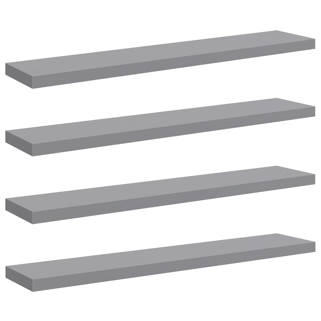 Floating Wall Shelves 4 pcs Grey 120x23.5x3.8 cm MDF