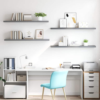 Floating Wall Shelves 4 pcs Grey 120x23.5x3.8 cm MDF