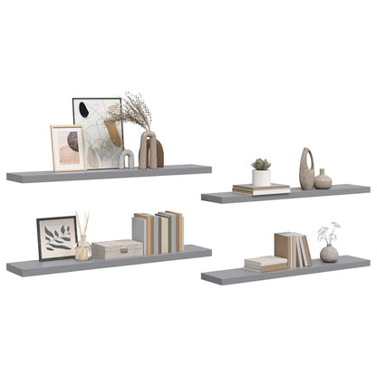 Floating Wall Shelves 4 pcs Grey 120x23.5x3.8 cm MDF