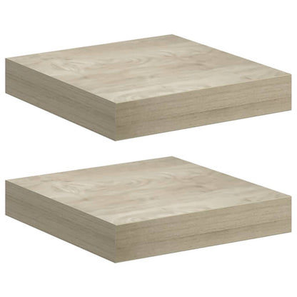 Floating Wall Shelves 2 pcs Oak 23x23.5x3.8 cm MDF
