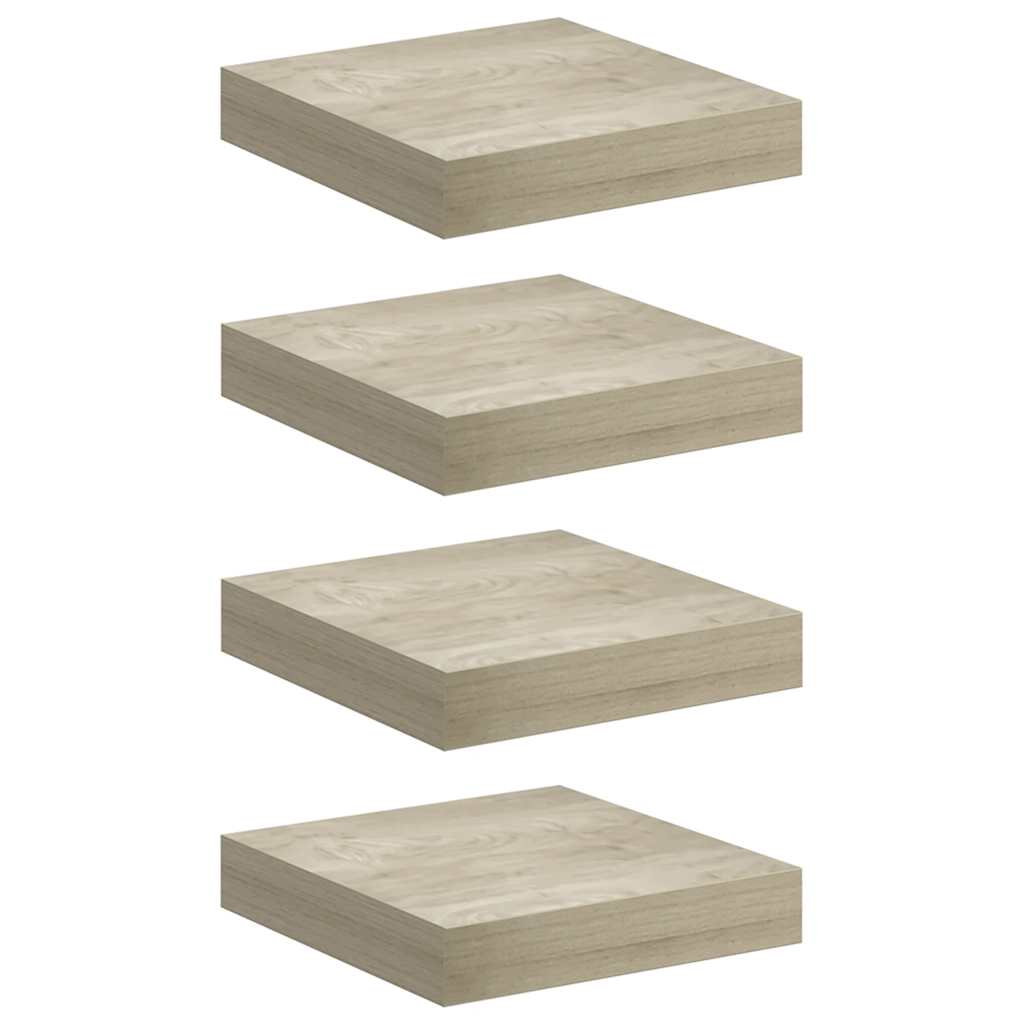 Floating Wall Shelves 4 pcs Oak 23x23.5x3.8 cm MDF