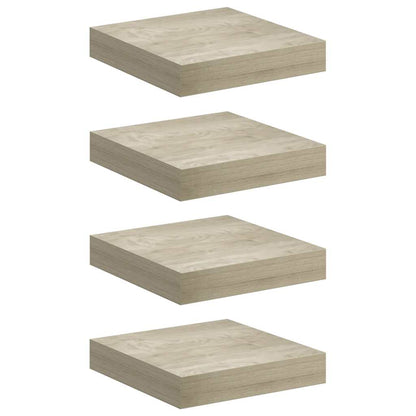 Floating Wall Shelves 4 pcs Oak 23x23.5x3.8 cm MDF