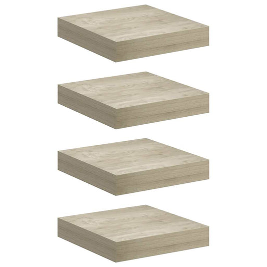Floating Wall Shelves 4 pcs Oak 23x23.5x3.8 cm MDF