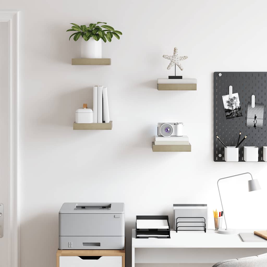 Floating Wall Shelves 4 pcs Oak 23x23.5x3.8 cm MDF