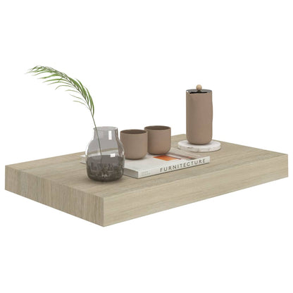Wall Shelf | Set of 2 | Oak | Honeycomb MDF, Metal | 40x23x3.8 cm