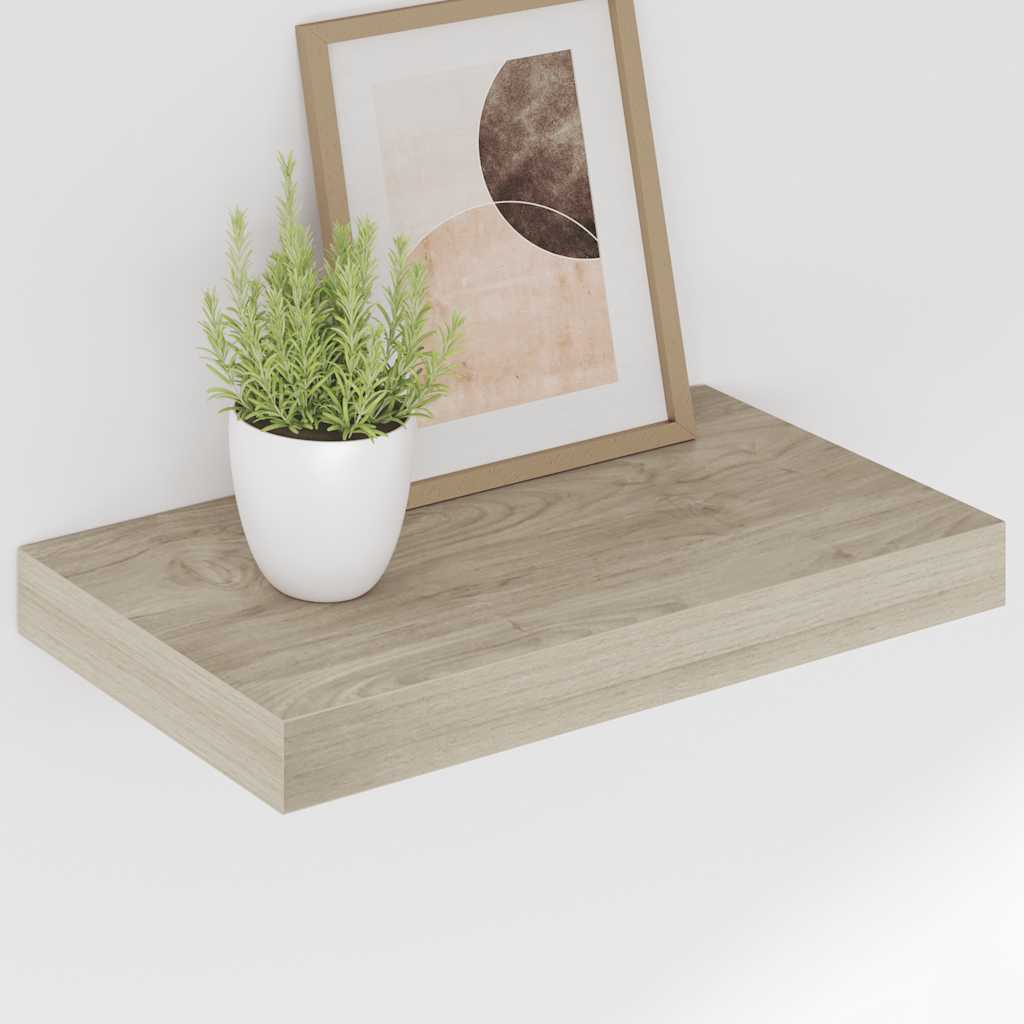Wall Shelf | Set of 2 | Oak | Honeycomb MDF, Metal | 40x23x3.8 cm