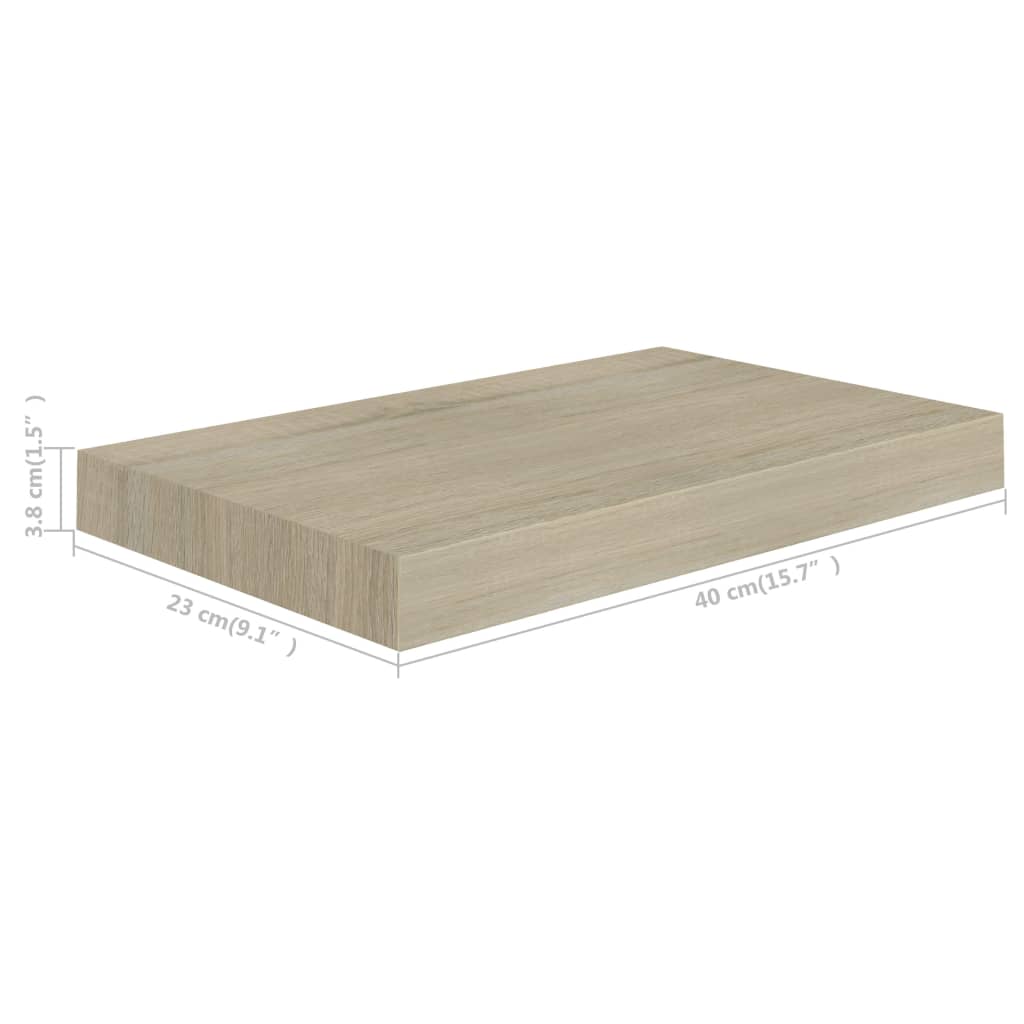 Wall Shelf | Set of 2 | Oak | Honeycomb MDF, Metal | 40x23x3.8 cm
