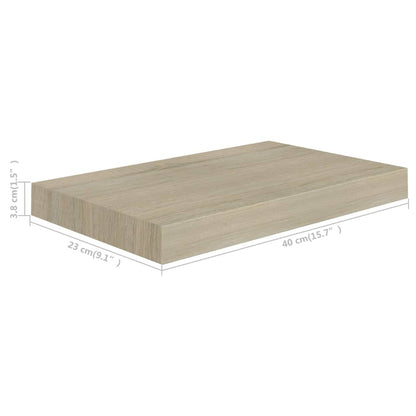 Wall Shelf | Set of 2 | Oak | Honeycomb MDF, Metal | 40x23x3.8 cm