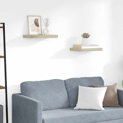 Wall Shelf | Set of 2 | Oak | Honeycomb MDF, Metal | 40x23x3.8 cm