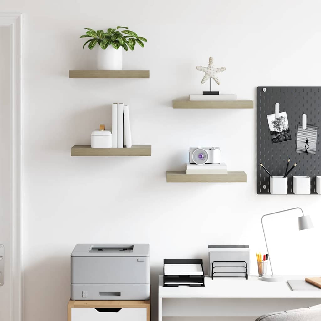 Floating Wall Shelves 4 pcs Oak 40x23.5x3.8 cm MDF