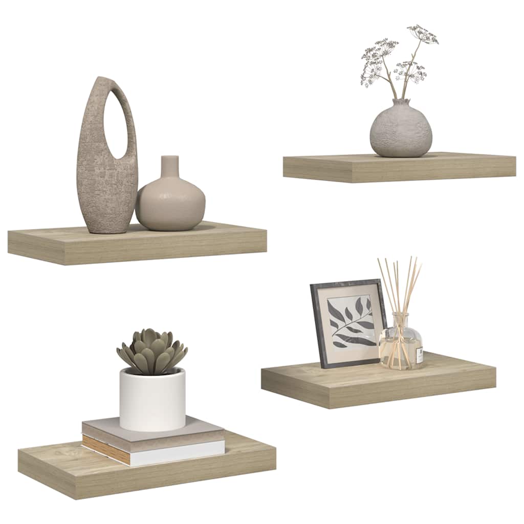 Floating Wall Shelves 4 pcs Oak 40x23.5x3.8 cm MDF
