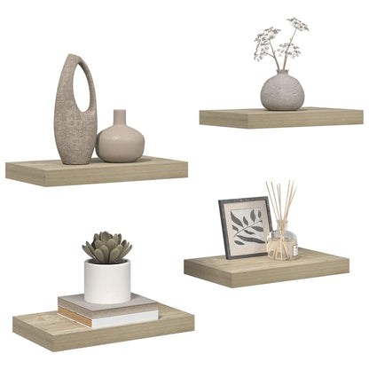 Floating Wall Shelves 4 pcs Oak 40x23.5x3.8 cm MDF