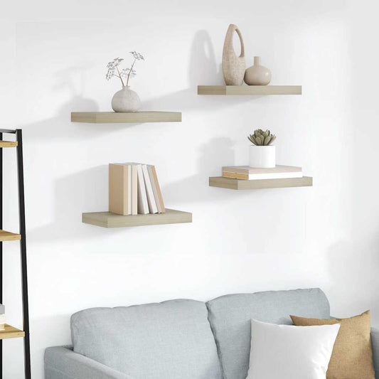 Floating Wall Shelves 4 pcs Oak 40x23x3.8 cm MDF