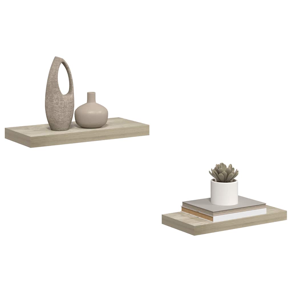 Wall Shelf | Set of 2 | Oak | Honeycomb MDF, metal | 50x23x3.8 cm