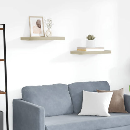Wall Shelf | Set of 2 | Oak | Honeycomb MDF, metal | 50x23x3.8 cm