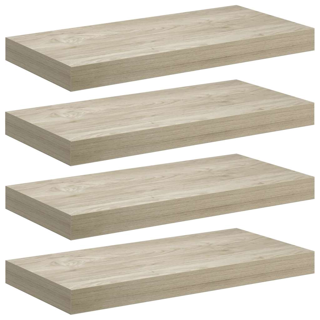 Floating Wall Shelves 4 pcs Oak 50x23x3.8 cm MDF