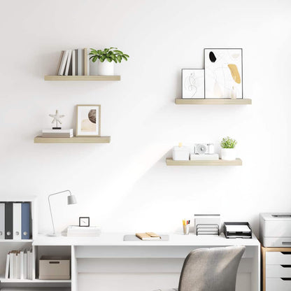 Floating Wall Shelves 4 pcs Oak 60x23.5x3.8 cm MDF