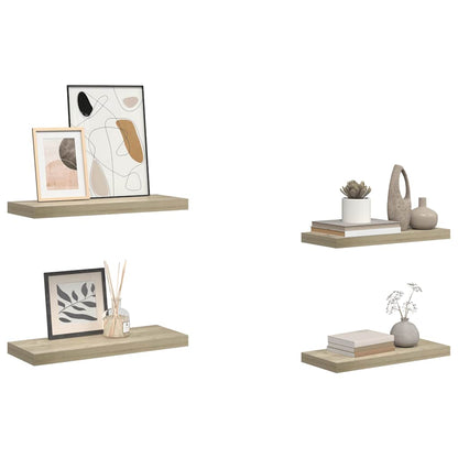 Floating Wall Shelves 4 pcs Oak 60x23.5x3.8 cm MDF