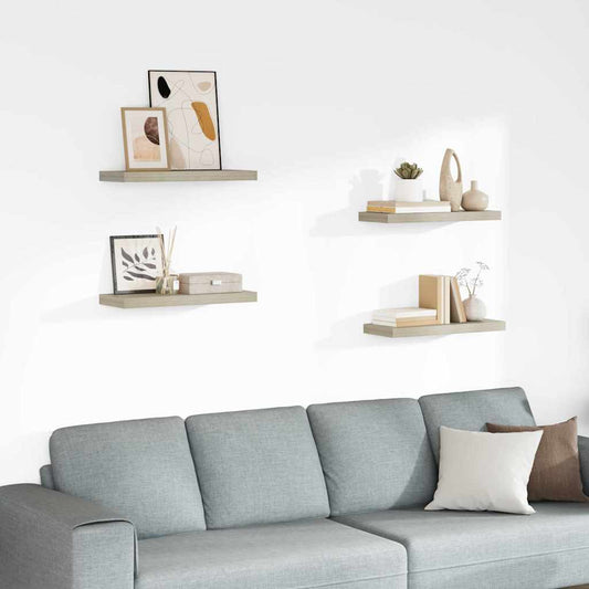 Floating Wall Shelves 4 pcs Oak 60x23.5x3.8 cm MDF