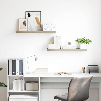 Floating Wall Shelves 2 pcs Oak 80x23.5x3.8 cm MDF