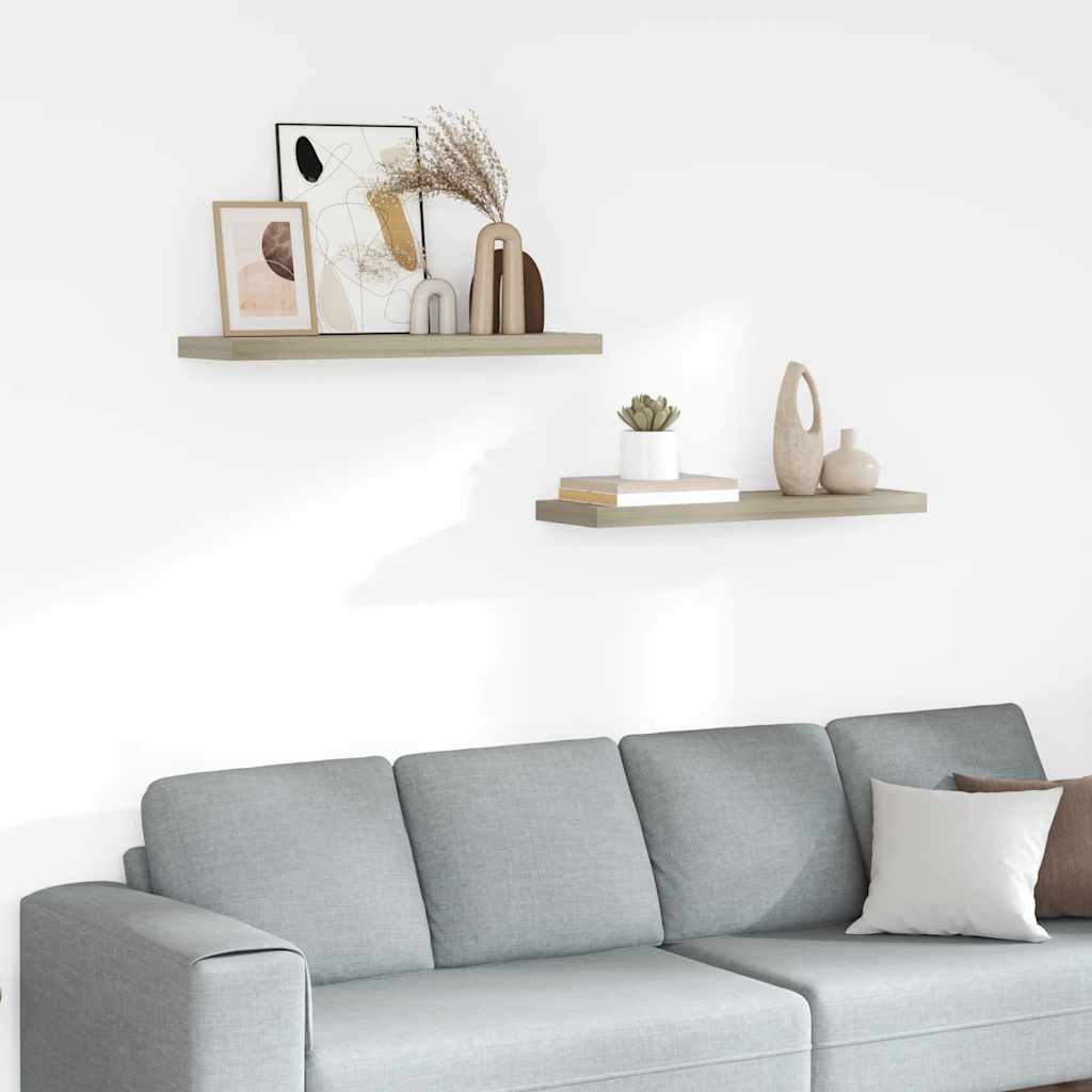 Floating Wall Shelves 2 pcs Oak 80x23.5x3.8 cm MDF
