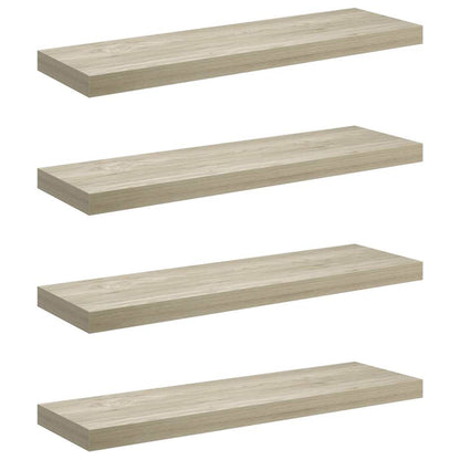 Floating Wall Shelves 4 pcs Oak 80x23.5x3.8 cm MDF