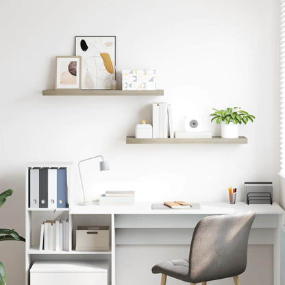 Floating Wall Shelves 2 pcs Oak 90x23.5x3.8 cm MDF