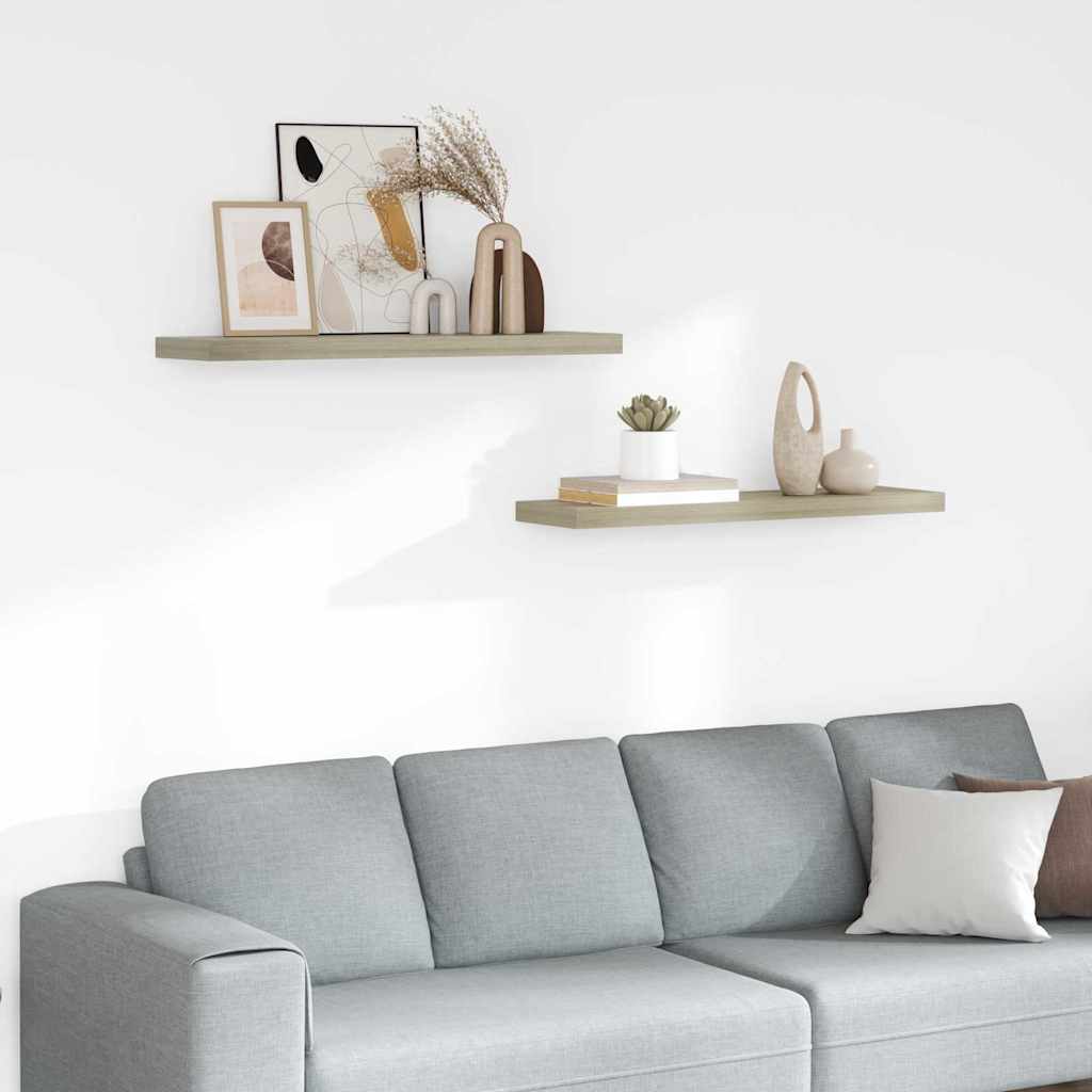 Floating Wall Shelves 2 pcs Oak 90x23.5x3.8 cm MDF