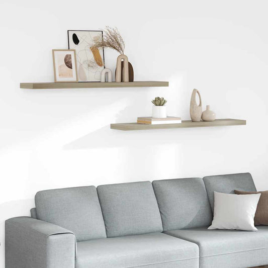 Floating Wall Shelves 2 pcs Oak 120x23.5x3.8 cm MDF