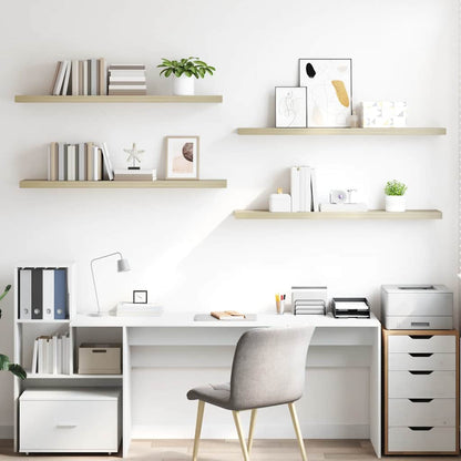 Floating Wall Shelves 4 pcs Oak 120x23.5x3.8 cm MDF
