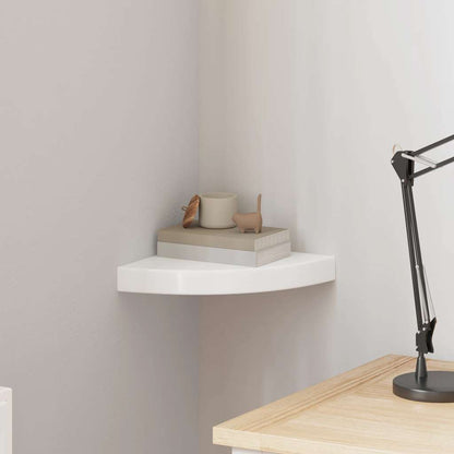 Floating Corner Shelf High Gloss White 25x25x3.8 cm MDF