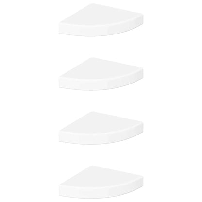 Floating Corner Shelves 4 pcs High Gloss White 25x25x3.8 cm MDF