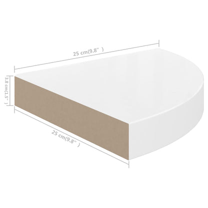 Floating Corner Shelves 4 pcs High Gloss White 25x25x3.8 cm MDF