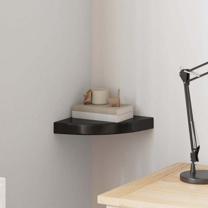 Floating Corner Shelf High Gloss Black 25x25x3.8 cm MDF