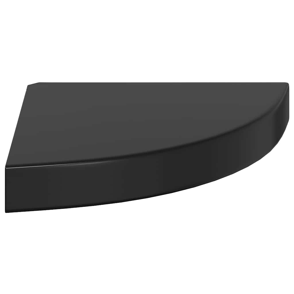 Floating Corner Shelf High Gloss Black 25x25x3.8 cm MDF