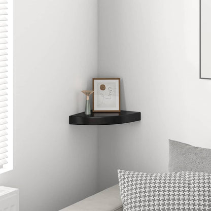Floating Corner Shelf High Gloss Black 25x25x3.8 cm MDF