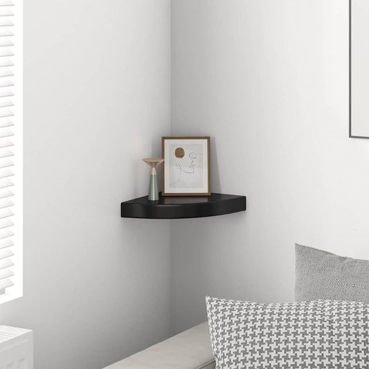 Floating Corner Shelf High Gloss Black 25x25x3.8 cm MDF