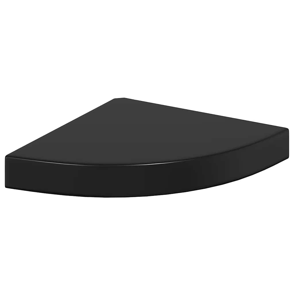 Floating Corner Shelves 2 pcs High Gloss Black 25x25x3.8 cm MDF