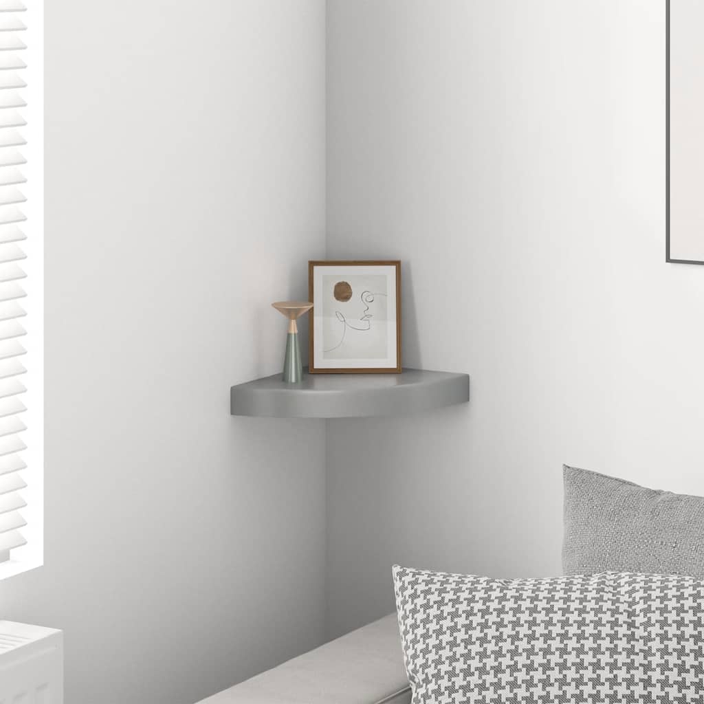 Floating Corner Shelf High Gloss Grey 25x25x3.8 cm MDF